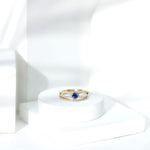Blue Sapphire Wedding Ring Set with Diamond
