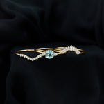 Real Aquamarine Designer Trio Wedding Ring Set with Diamond