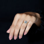 Real Aquamarine Designer Trio Wedding Ring Set with Diamond