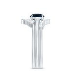 Vintage Inspired London Blue Topaz and Diamond Trio Wedding Ring Set