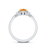 Round Citrine Designer Trio Wedding Ring Set with Moissanite