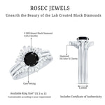 Created Black Diamond Designer Trio Wedding Ring Set with Diamond