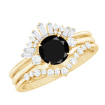 Created Black Diamond Designer Trio Wedding Ring Set with Diamond