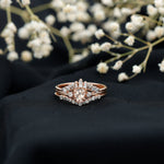 Round Morganite Designer Trio Wedding Ring Set with Diamond