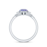 1.5 CT Round Tanzanite Designer Trio Wedding Ring Set with Diamond