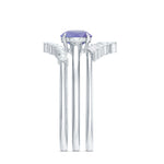 1.5 CT Round Tanzanite Designer Trio Wedding Ring Set with Diamond