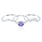 1.5 CT Round Tanzanite Designer Trio Wedding Ring Set with Diamond