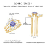 1.5 CT Round Tanzanite Designer Trio Wedding Ring Set with Diamond