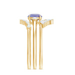 1.5 CT Round Tanzanite Designer Trio Wedding Ring Set with Diamond