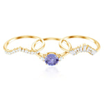 1.5 CT Round Tanzanite Designer Trio Wedding Ring Set with Diamond
