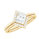Certified Moissanite Princess Cut Wedding Ring Set for Women