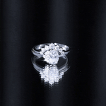 2 CT Oval Cut Moissanite Halo Wedding Ring Set With Certificate