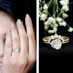 2 CT Oval Cut Moissanite Halo Wedding Ring Set With Certificate