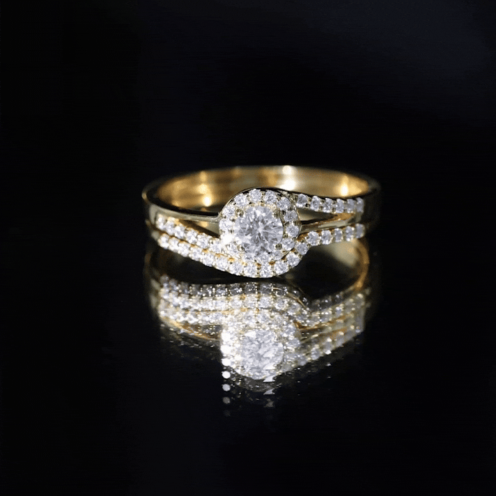 Round Moissanite Bypass Wedding Ring Set