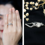 Round Moissanite Bypass Wedding Ring Set