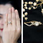 Round Moissanite Bypass Wedding Ring Set