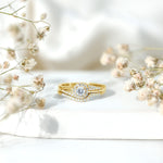 Round Moissanite Bypass Wedding Ring Set