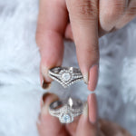 Heart Shape Moissanite Wedding Ring Set For Women