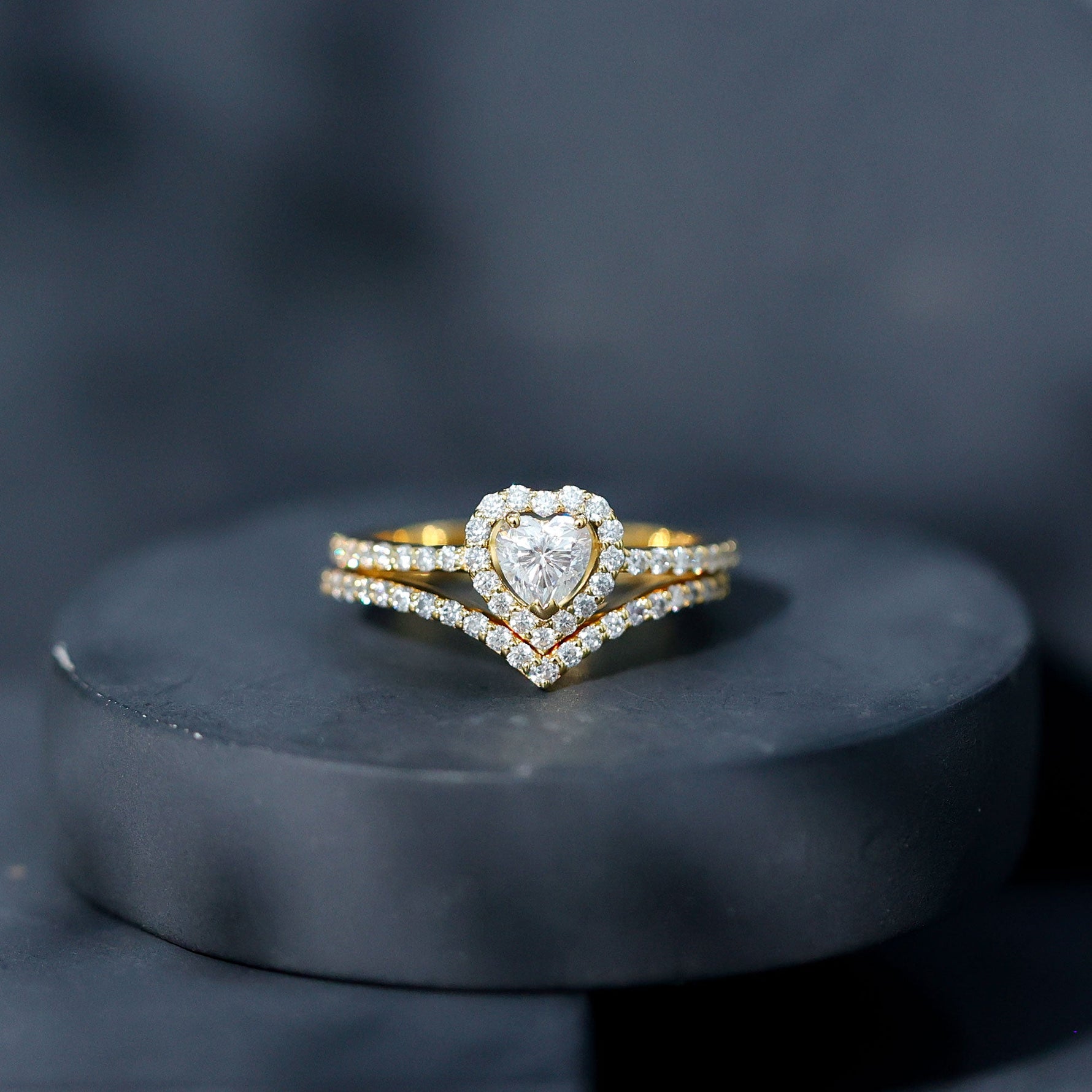 Heart Shape Moissanite Wedding Ring Set For Women