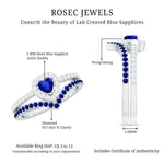 1 CT Created Blue Sapphire and Diamond Heart Wedding Ring Set