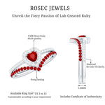 Lab Created Ruby and Diamond Heart Wedding Ring Set