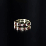Natural Garnet Half Eternity Ring in Yellow Gold Plated Silver