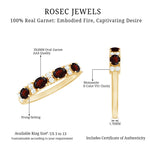 Natural Garnet Half Eternity Ring in Yellow Gold Plated Silver