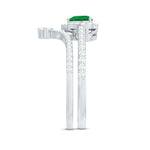 Real Emerald and Diamond Heart Wedding Ring Set with Certificate