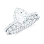1.75 CT Moissanite Teardrop Wedding Ring Set with Halo