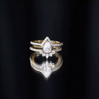 Brilliant Cut Moissanite Trio Wedding Ring Set For Women