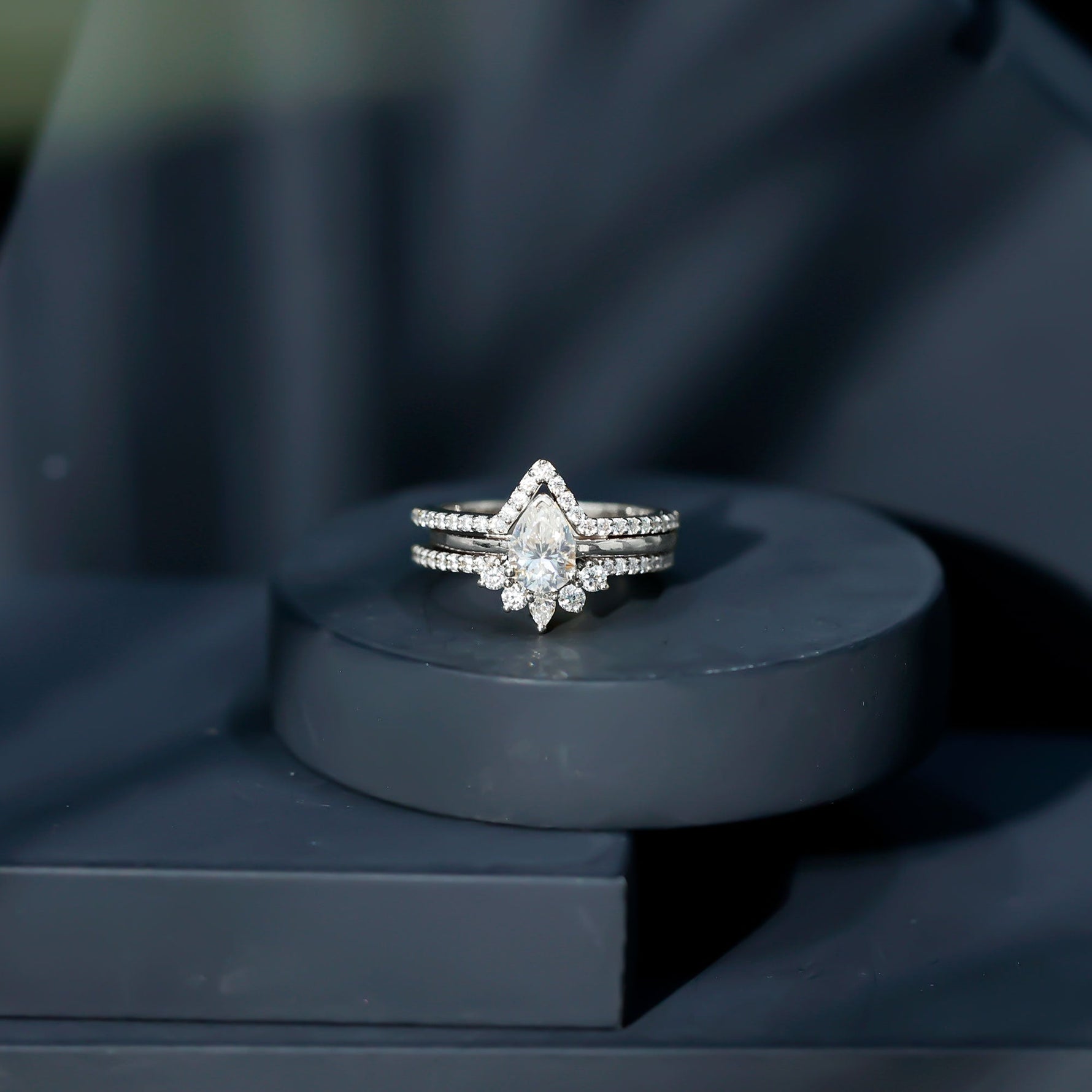 Brilliant Cut Moissanite Trio Wedding Ring Set For Women