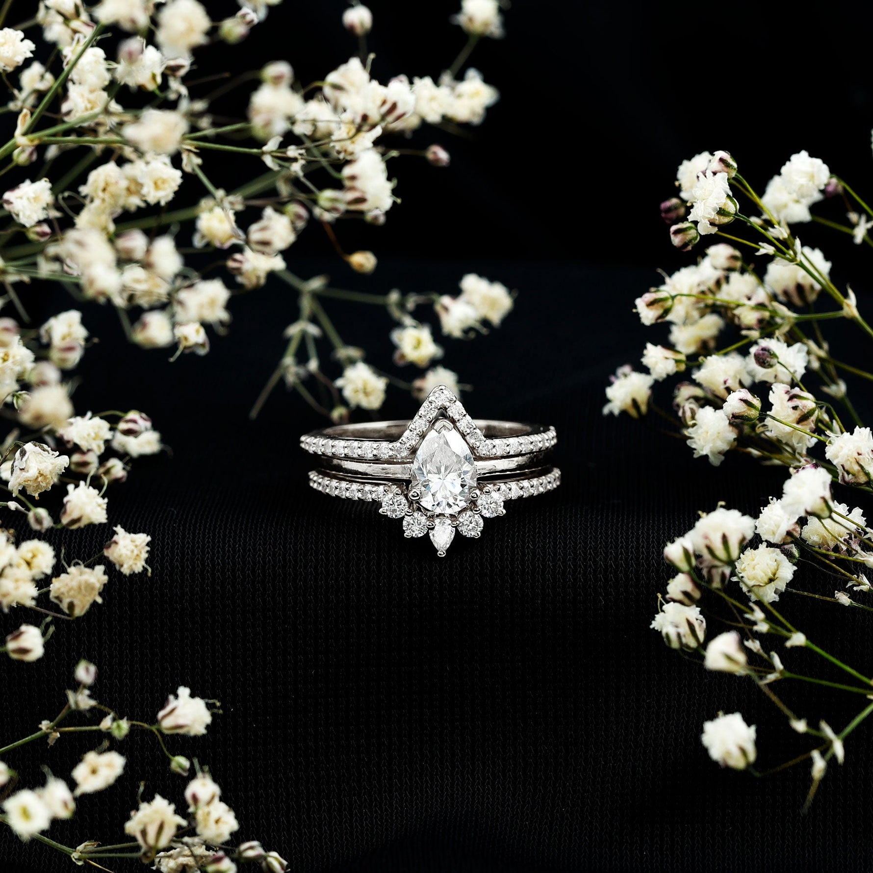 Brilliant Cut Moissanite Trio Wedding Ring Set For Women