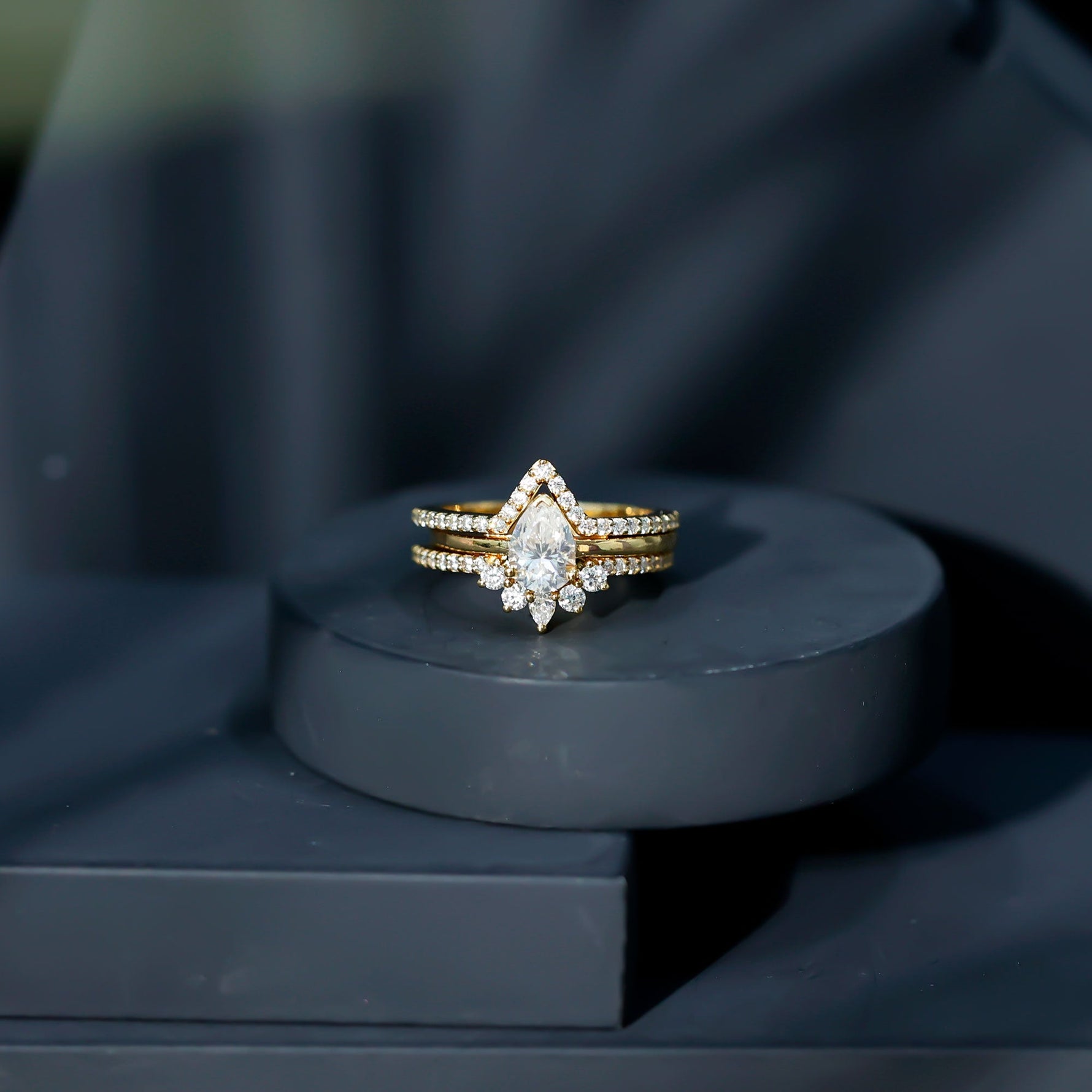 Brilliant Cut Moissanite Trio Wedding Ring Set For Women