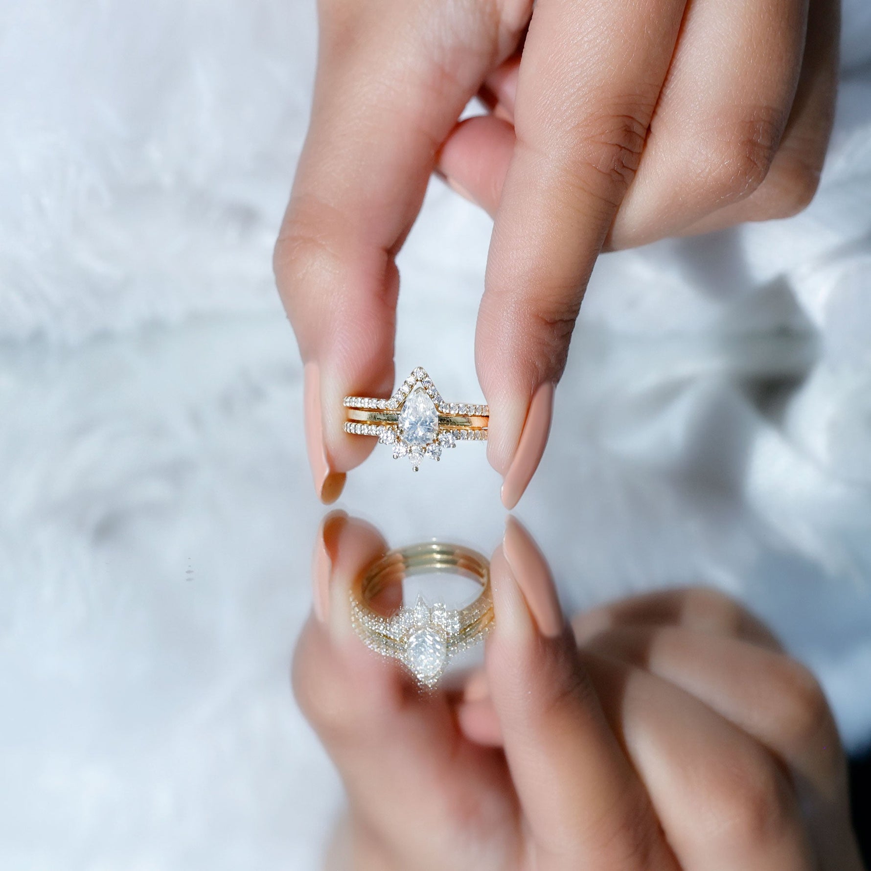 Brilliant Cut Moissanite Trio Wedding Ring Set For Women