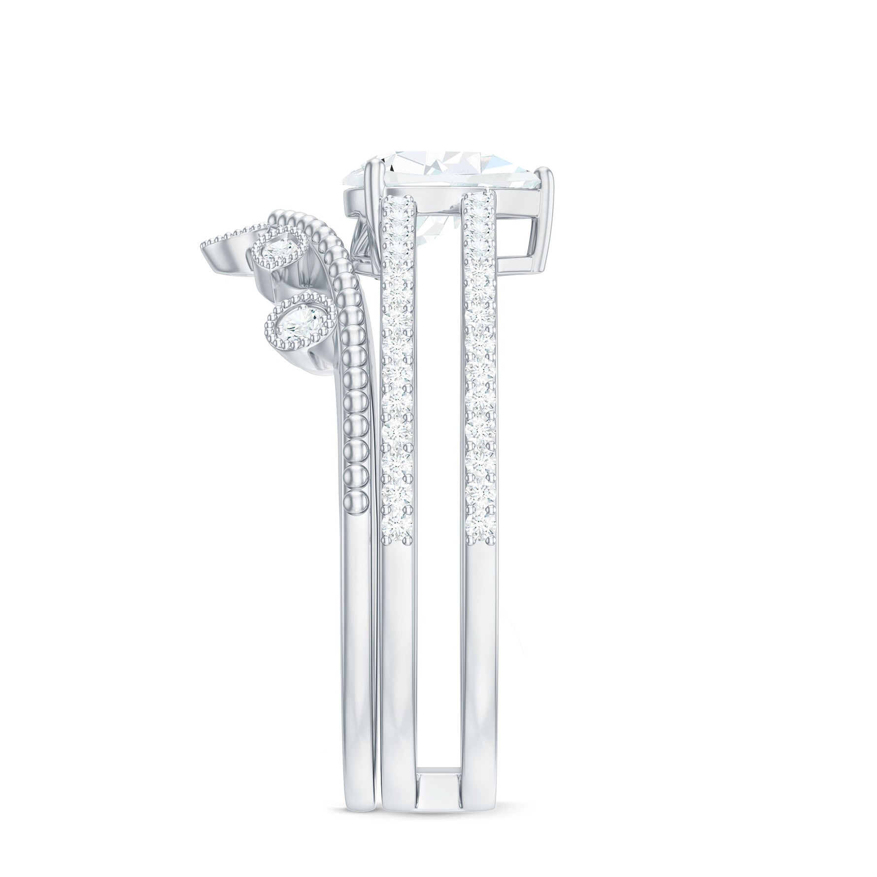 1.50 CT Pear Cut Solitaire Zircon Wedding Ring Set in Gold