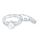 1.50 CT Pear Cut Solitaire Zircon Wedding Ring Set in Gold