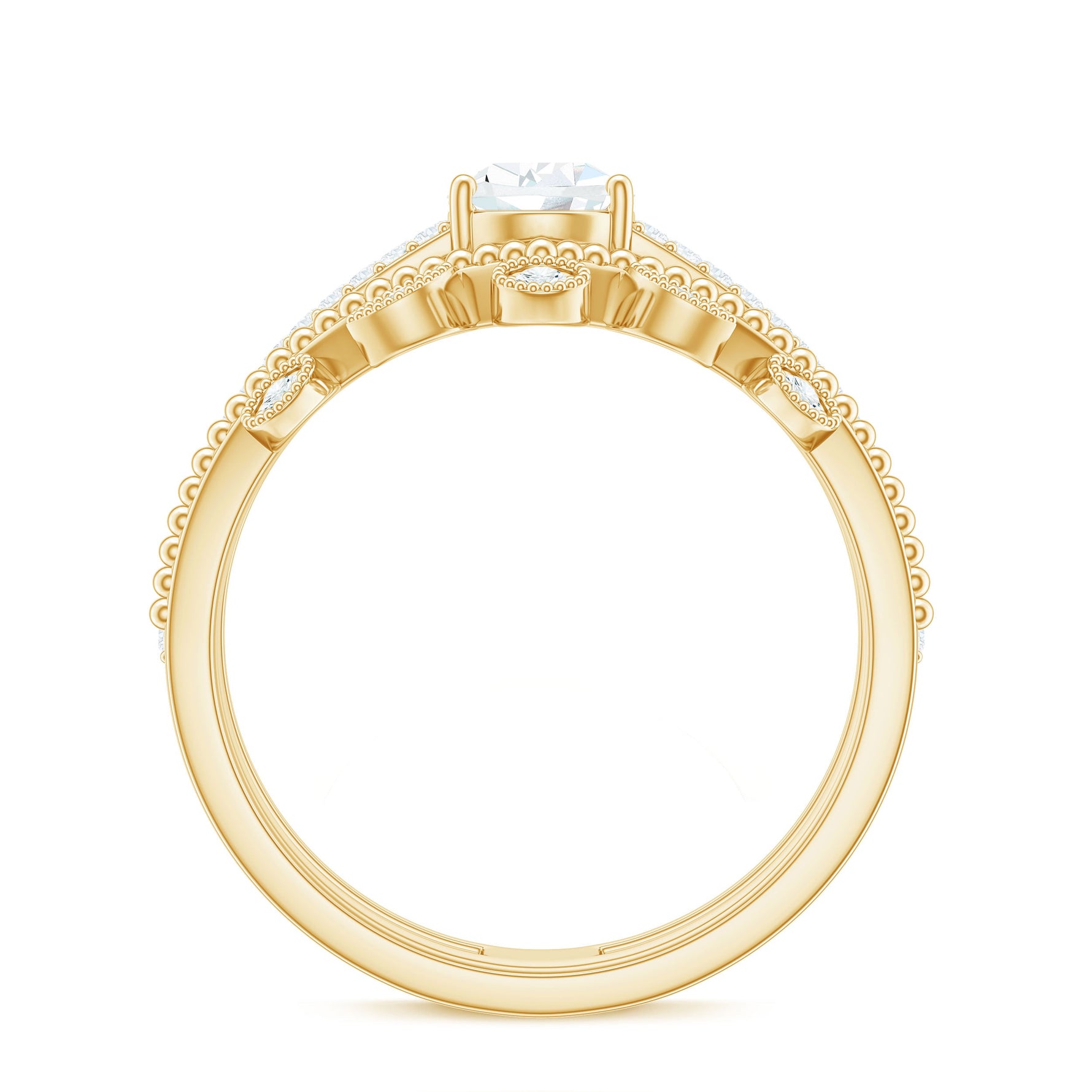 1.50 CT Pear Cut Solitaire Zircon Wedding Ring Set in Gold