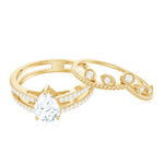 1.50 CT Pear Cut Solitaire Zircon Wedding Ring Set in Gold