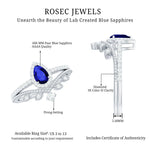 Created Blue Sapphire and Diamond Vintage Inspired Wedding Ring Set