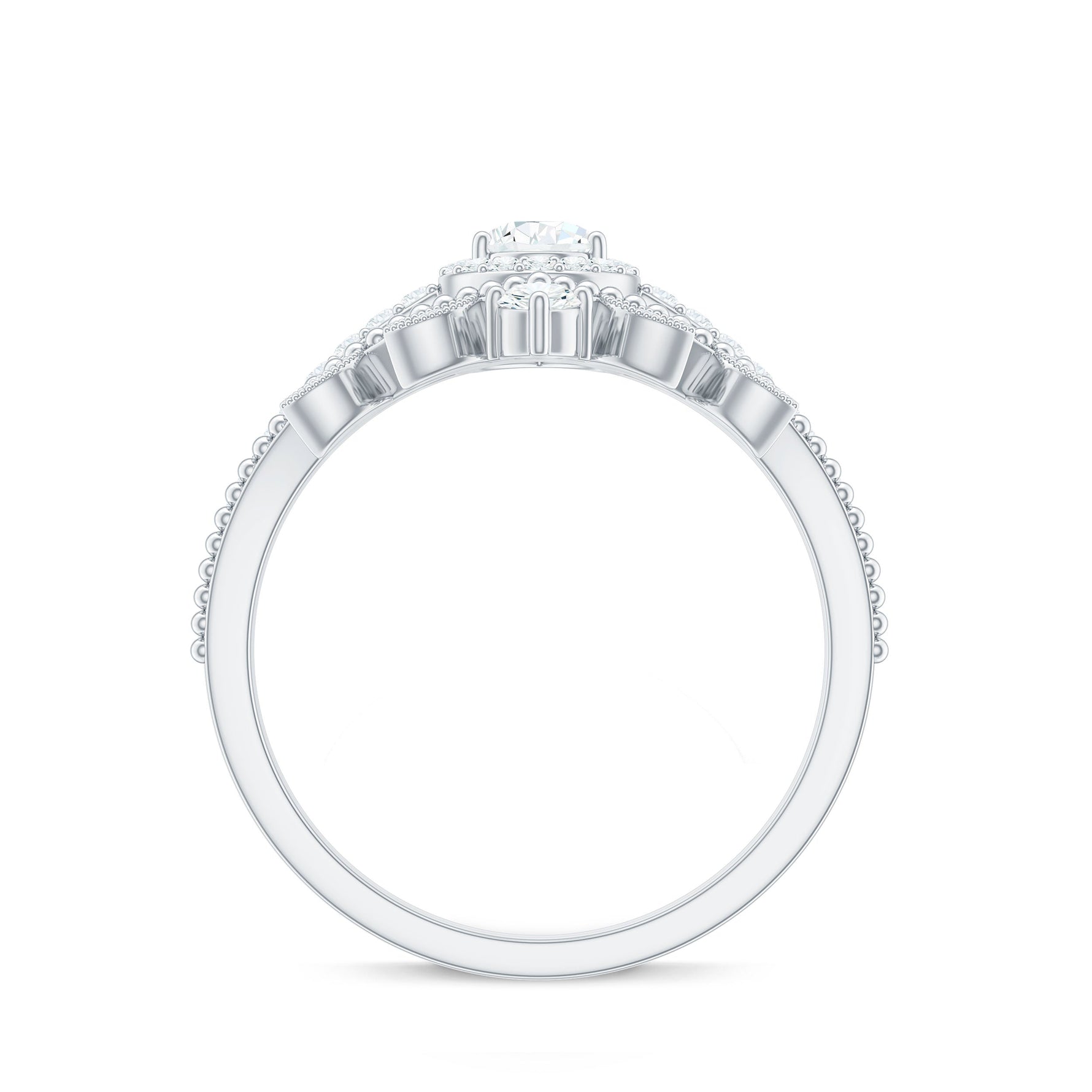 Vintage Style Moissanite Teardrop Wedding Ring Set