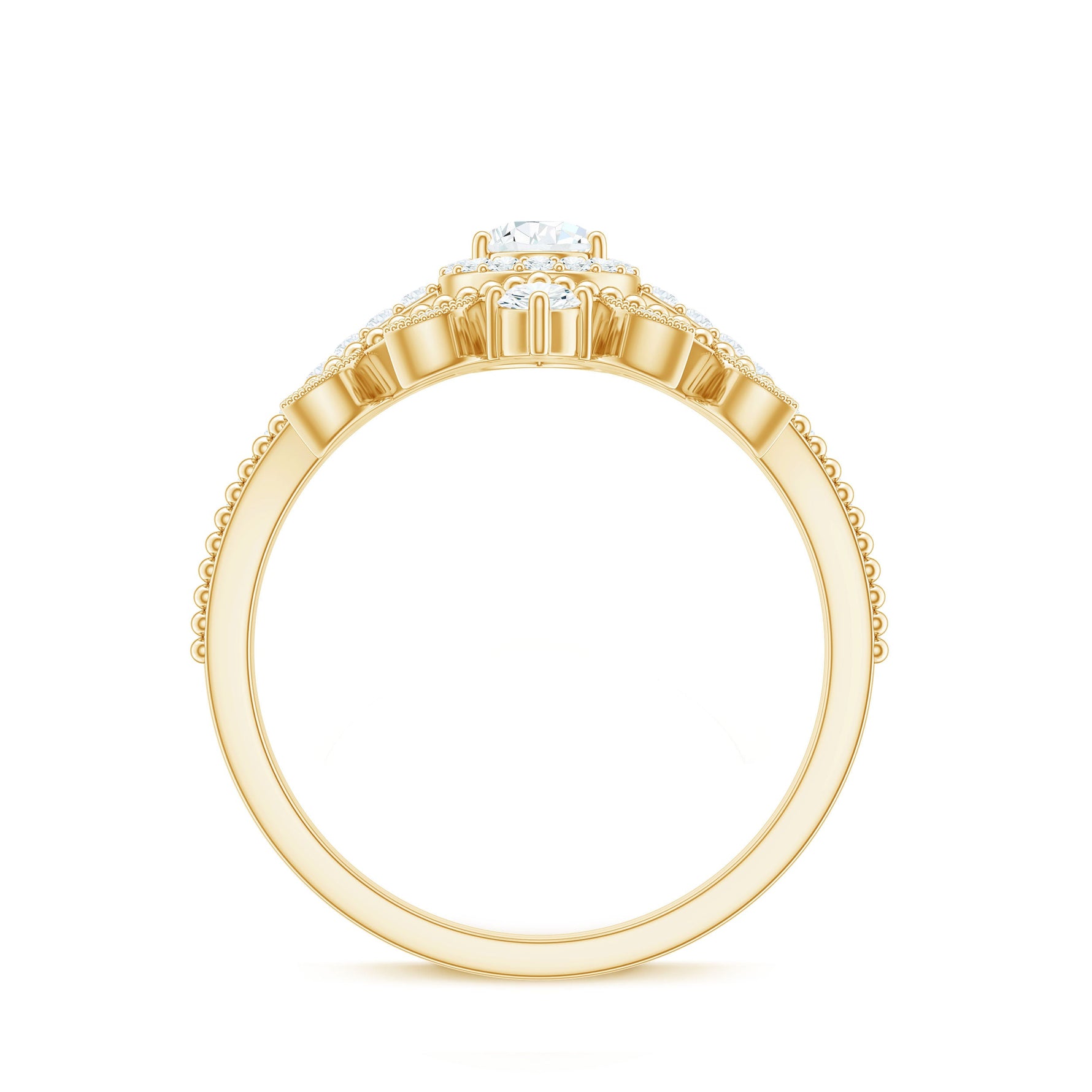 Vintage Style Moissanite Teardrop Wedding Ring Set