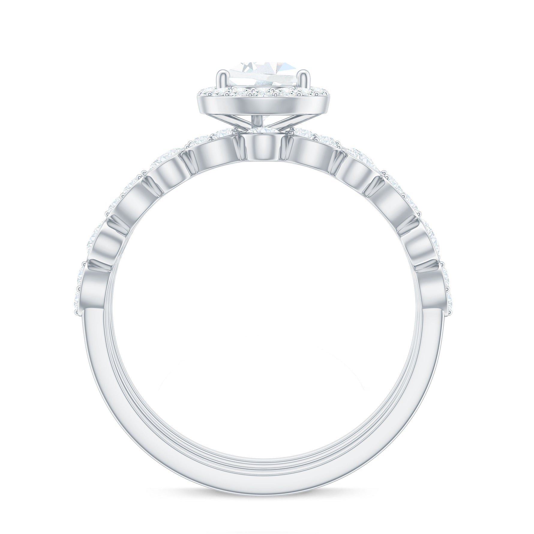 2.25 CT Teardrop Zircon Trio Wedding Ring Set in Gold