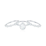 2.25 CT Teardrop Zircon Trio Wedding Ring Set in Gold