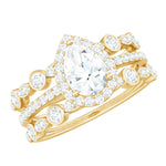 2.25 CT Teardrop Zircon Trio Wedding Ring Set in Gold