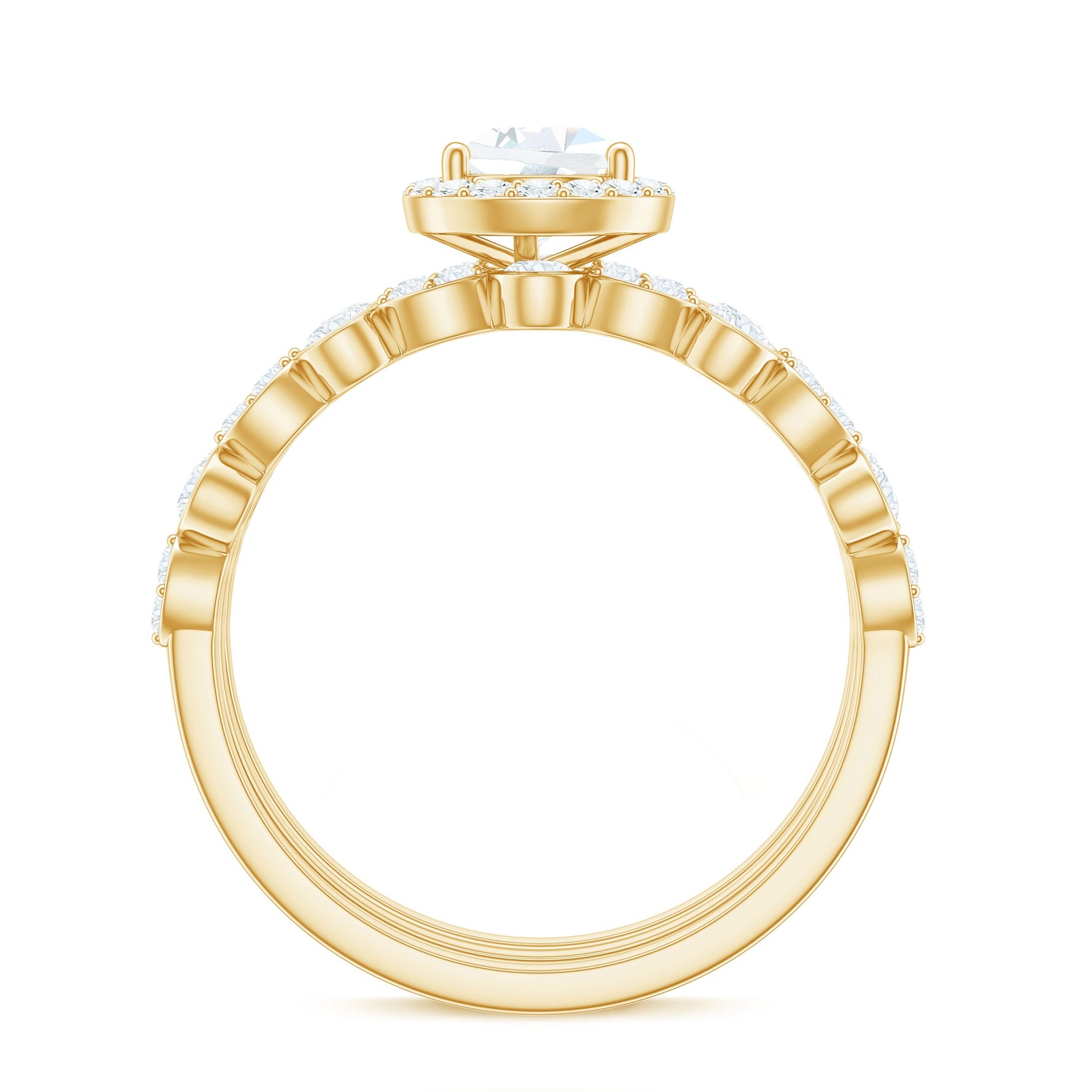 2.25 CT Teardrop Zircon Trio Wedding Ring Set in Gold