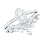 Marquise Cut Moissanite Halo Wedding Ring Set For Women