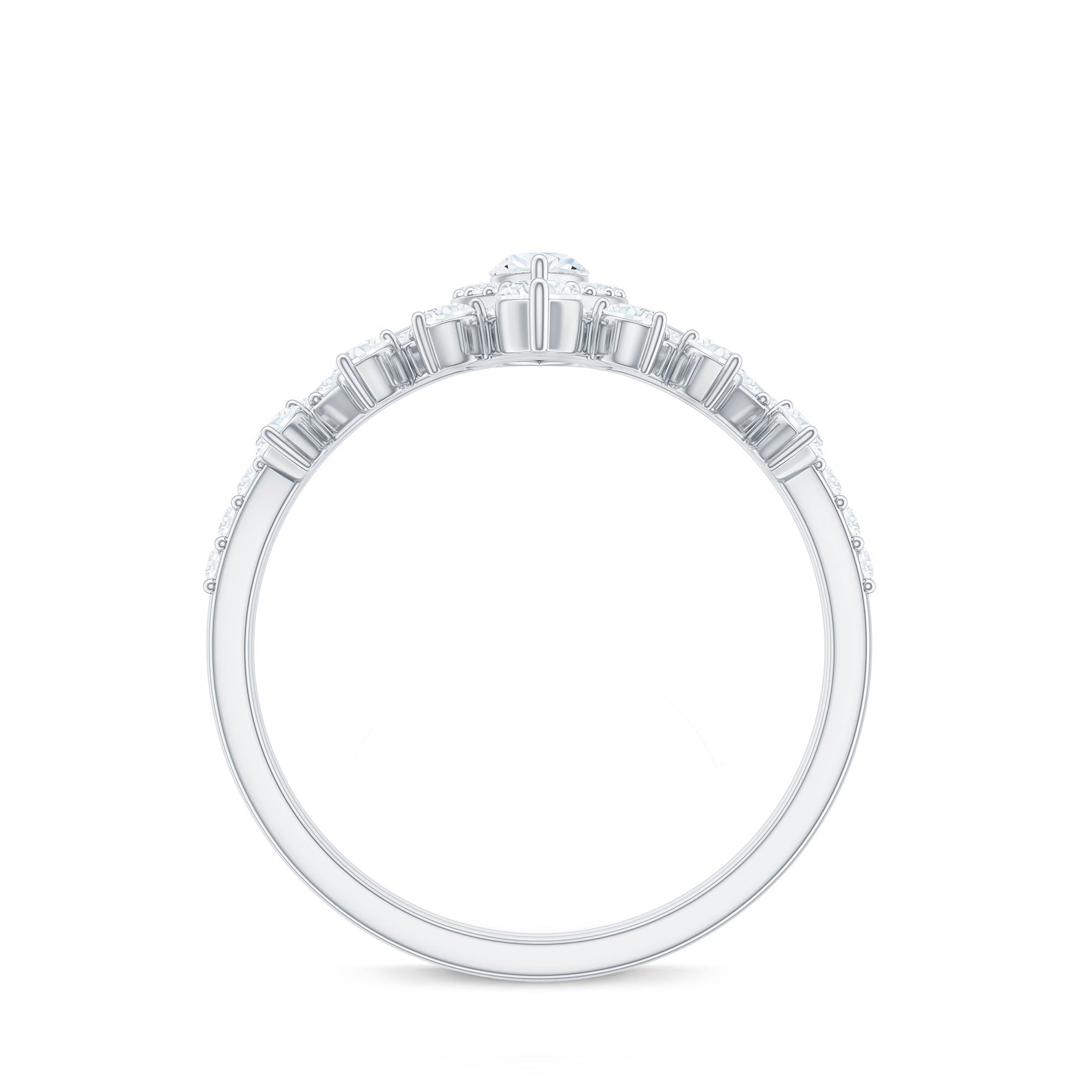 Marquise Cut Moissanite Halo Wedding Ring Set For Women