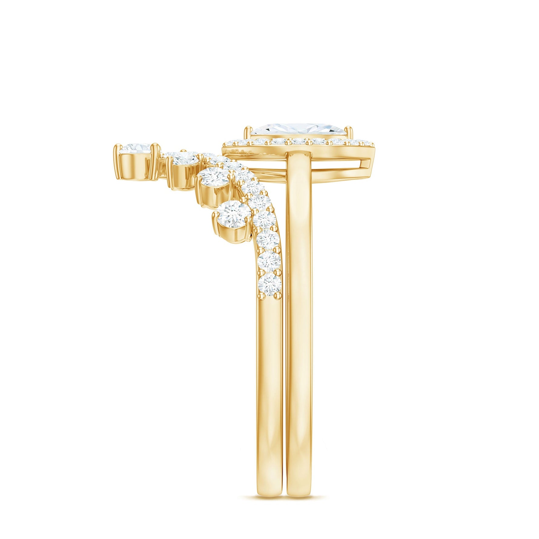 Marquise Cut Moissanite Halo Wedding Ring Set For Women