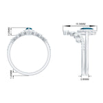 Marquise Cut London Blue Topaz Halo Wedding Ring Set with Diamond Band