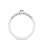 Marquise Cut London Blue Topaz Halo Wedding Ring Set with Diamond Band